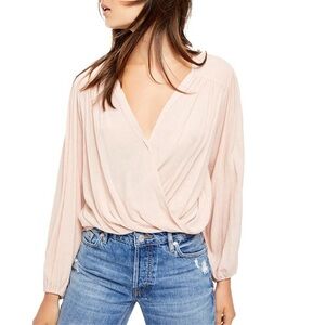 Free People Blush Pink Wrap Blouse